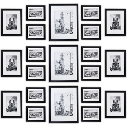 Clearance Gallery Wall Frames with White Mat and Real Glass--Pack Of 21