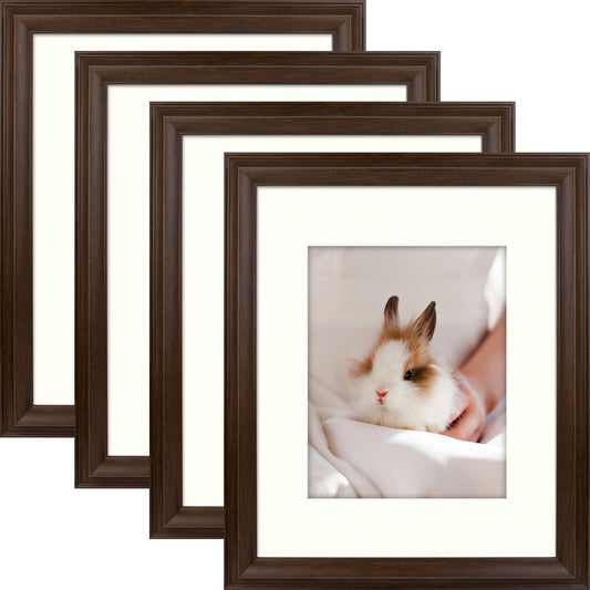 16x20 Picture Frame For 11x14 Photo with Ivory Mat and Real Glass(Brown)-Pack of 4