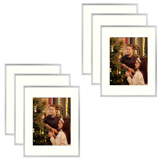 Clearance, Silver Aluminum Frame with Ivory Mat - Pack of 6