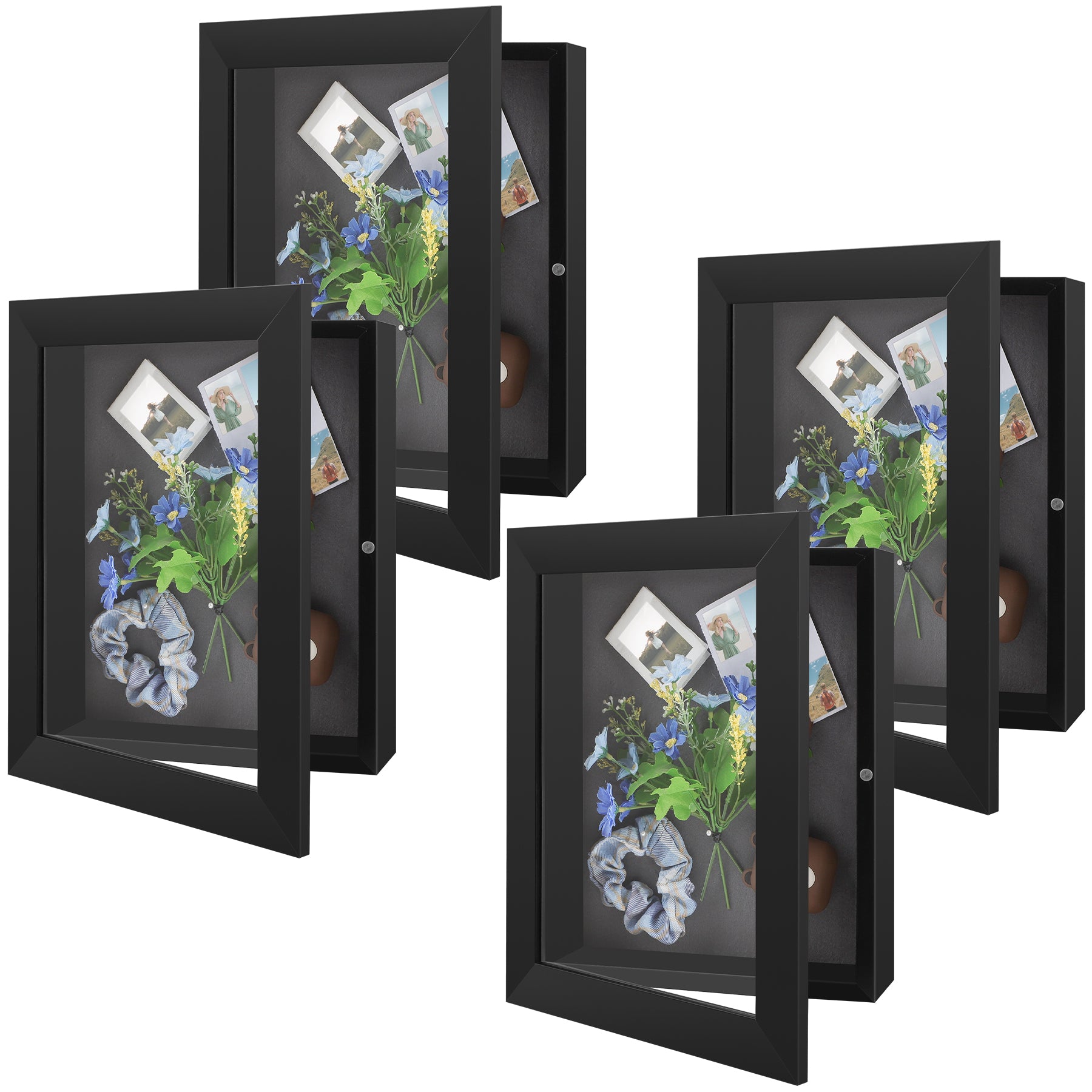 Shadow Box Frame, 2-inch Depth, Great for Collages, Collections, Mementos, 6 Pins Included (4 Pack) 8.5x11 Black Golden State Art