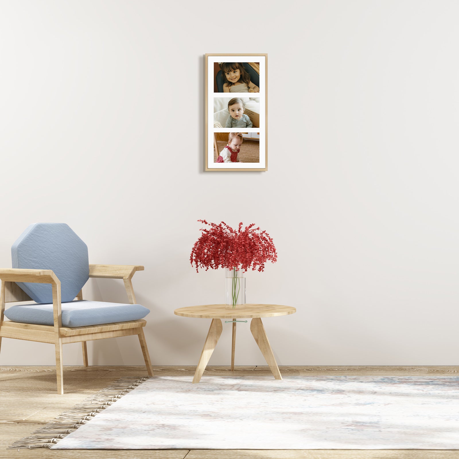 Golden State Art 8.5x16 Collage Frame for Three 5x7 Photos-Aluminum with Real Glass