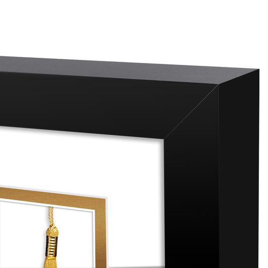 11x17.5 Diploma Frame with White Over Gold Double Mat for 8.5x11 Certificate & Tassel Black-Pack of 4