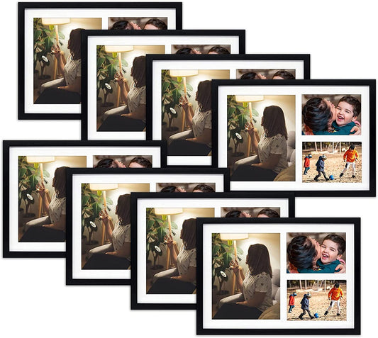 12x17 Collage Wood Frame 0.84 Inch for One 8x10 and Two 5x7 Picture - Pack of 8