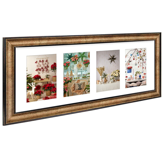 Collage Picture Frames with White Mat and Real Glass(Gold)-Pack of 10