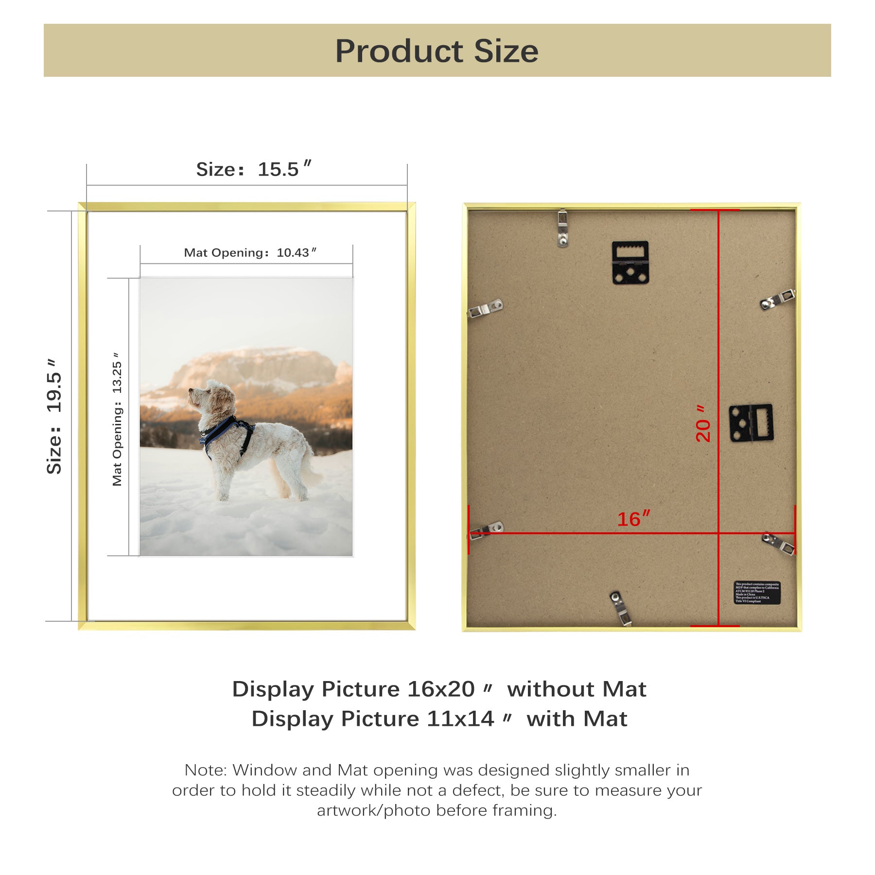 6 Pack/16x20 Matted to 11x14/Gold