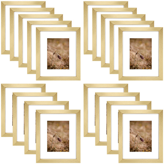 Golden State Art 8x10 Composite Wood Picture Frames with Acrylic Glass ¨C Set of 18, Removable Mat Included