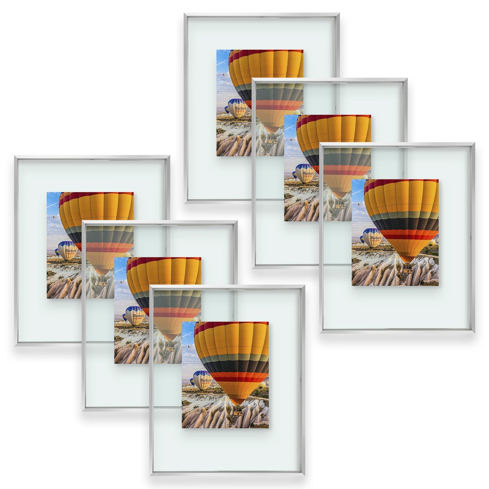 Aluminum Picture Frames Floating Frame, Clear Glass Displays for Wall or Table Top Decoration Picture Frame Golden State Art