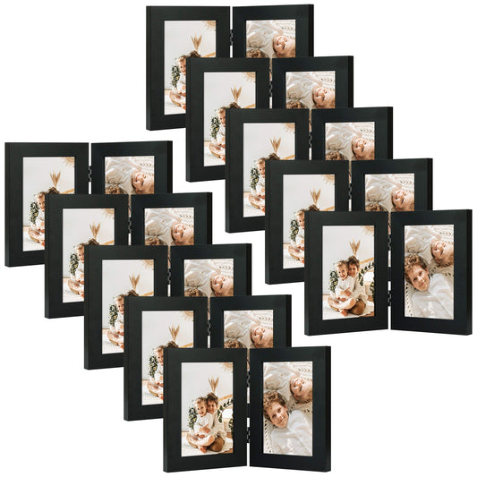 Clearance Double Picture Frame for Displays 2 Pictures 0.71 Inch - Pack of 10 4x6 Black Picture Frames Golden State Art