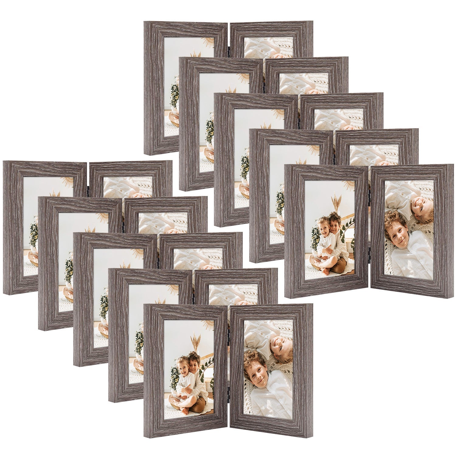 Hinged Frames Displays 2 Photos with Real Glass(10 Pack) 4x6 Grey Picture Frame Golden State Art
