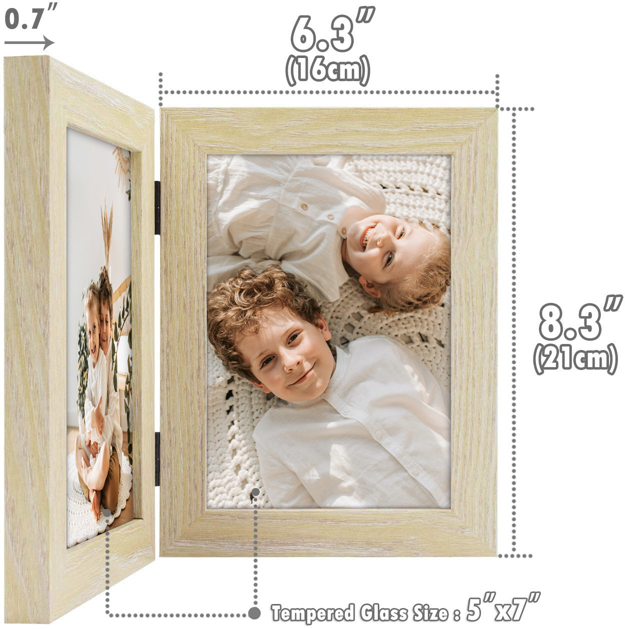 Hinged Frames Displays 2 Photos with Real Glass(10 Pack) Picture Frame Golden State Art
