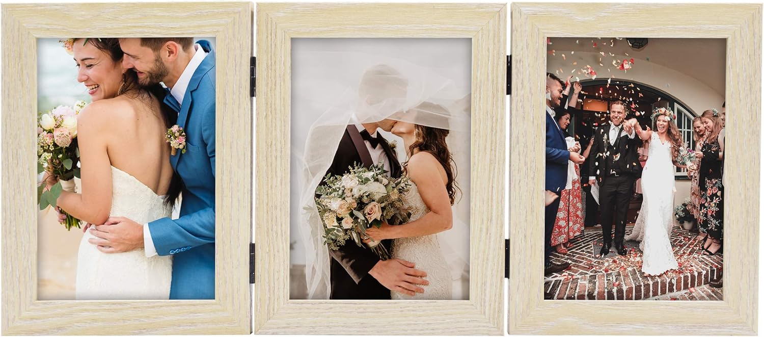 Hinged Frames Displays 3 Photos with Real Glass (8 Pack) Picture Frame Golden State Art
