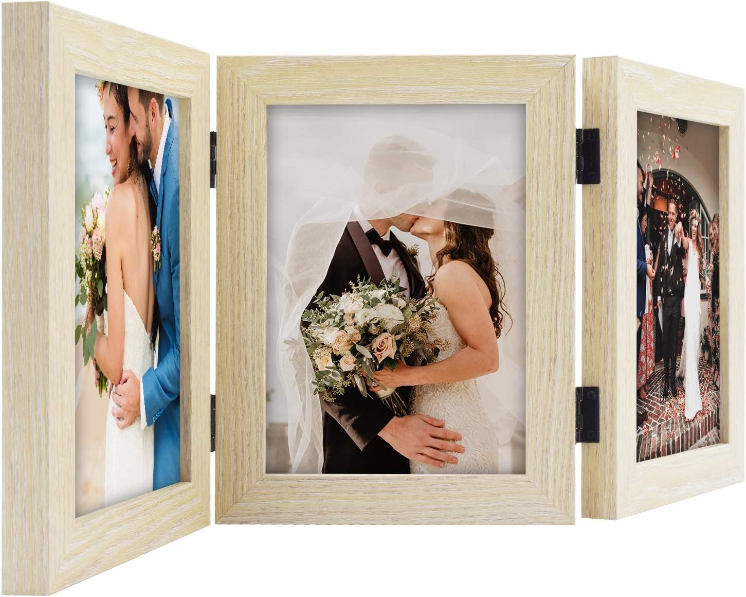 Hinged Frames Displays 3 Photos with Real Glass (8 Pack) Picture Frame Golden State Art