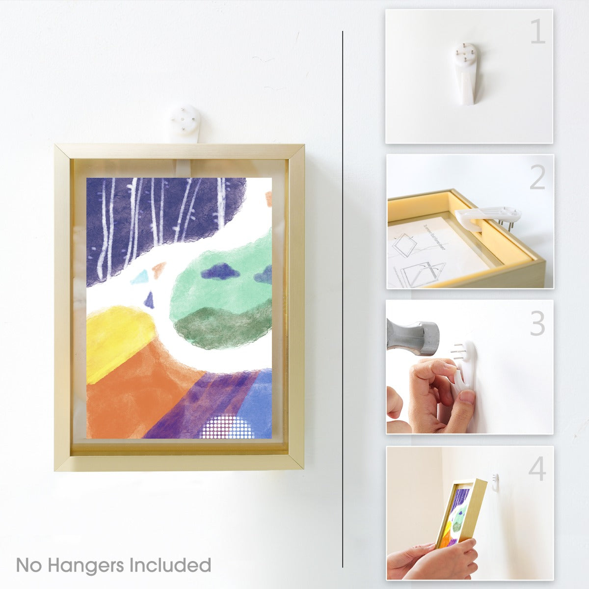 Aluminum Picture Frames Floating Frame, Clear Glass Displays for Wall or Table Top Decoration Picture Frame Golden State Art