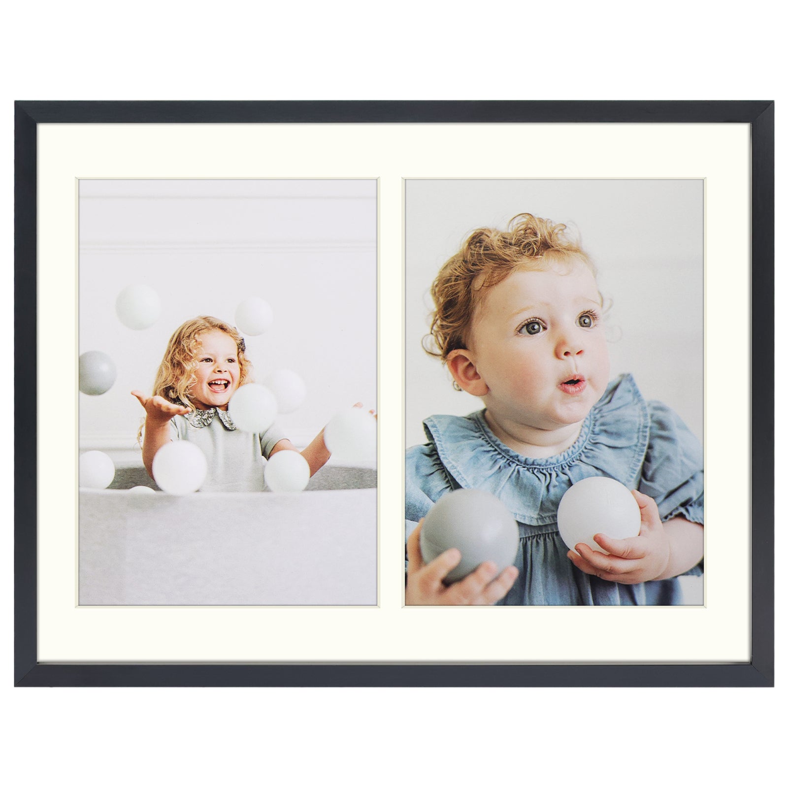 Aluminum Frames Collage Frame with Ivory Mat and Real Glass, Frame Thickness 1.02 Inch 8 Pack 8.5x11 Matted to Two 5x7 Black Picture Frame Golden State Art