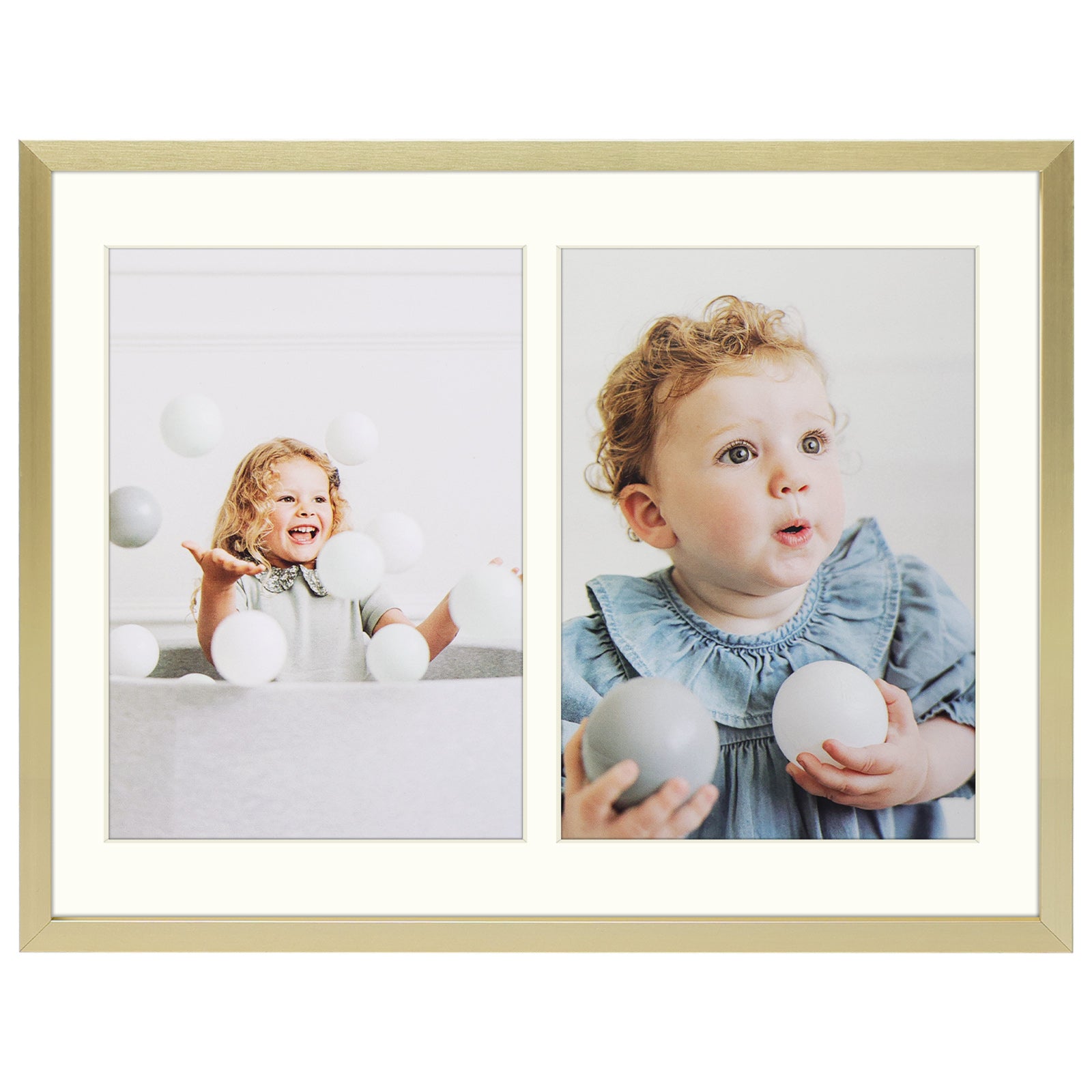 Aluminum Frames Collage Frame with Ivory Mat and Real Glass, Frame Thickness 1.02 Inch 8 Pack 8.5x11 Matted to Two 5x7 Gold Picture Frame Golden State Art