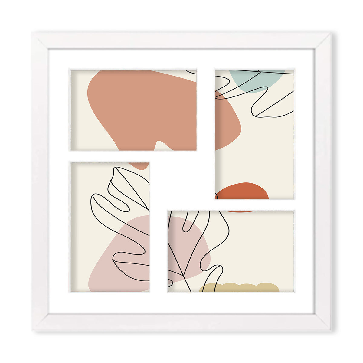 12x12 White Wood 3/4 Frame for 4x6 Picture and White Mat Picture Frame Golden State Art