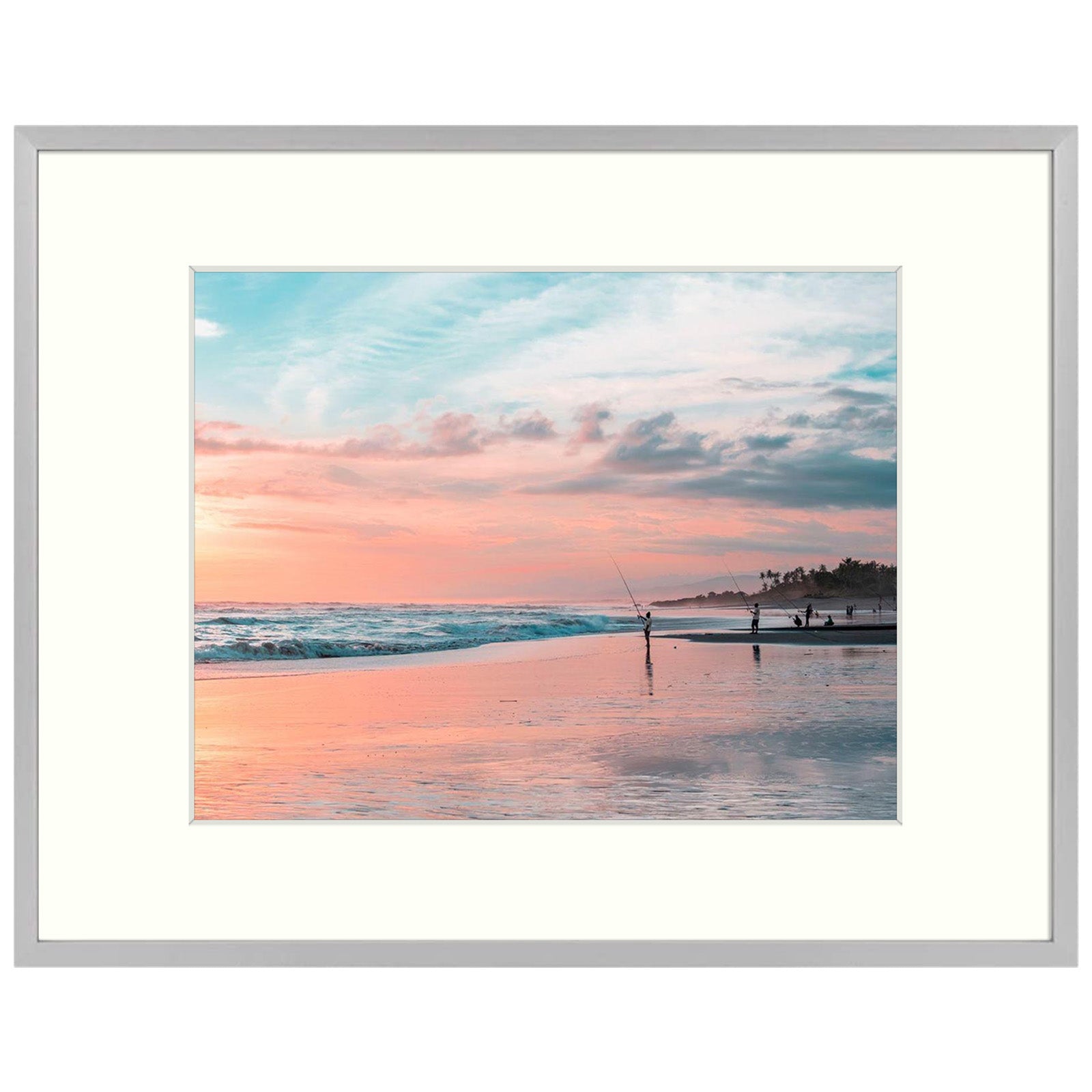 11x14 Aluminum Frame for 8x10 Photo with Ivory Mat and Real Glass, Frame Thickness 1.02 Inch(6 Pack) Silver Picture Frame Golden State Art