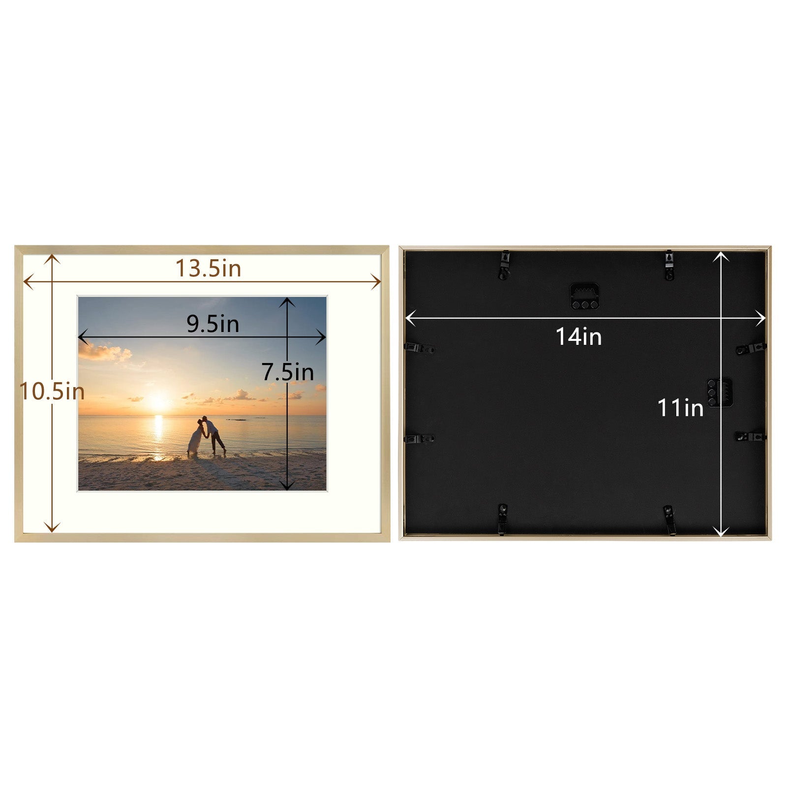 11x14 Aluminum Frame for 8x10 Photo with Ivory Mat and Real Glass, Frame Thickness 1.02 Inch(6 Pack) Picture Frame Golden State Art
