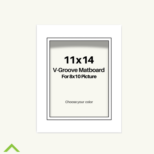 11x14 V-Groove Pre-cut Mat with Blackcore fits 8x10 Picture