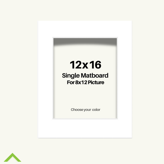 12x16 Pre-cut Mat with Whitecore fits 8x12 Picture Bulk Pack