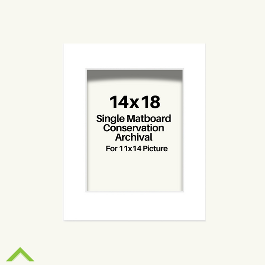 14x18 Custom Cut Conservation Archival Mat with Whitecore fits 11x14 Picture