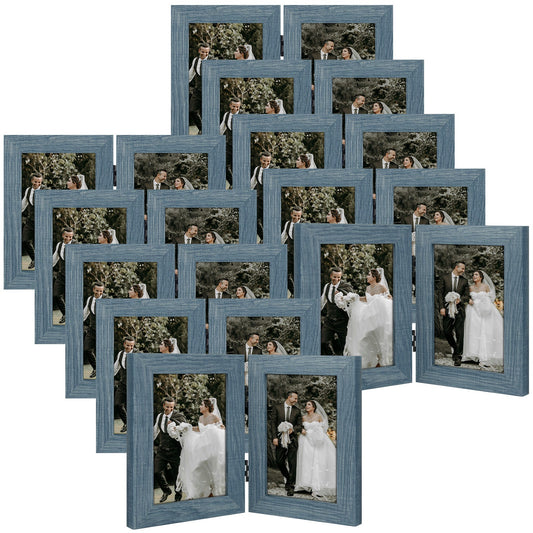 Hinged Frames Displays 2 Photos with Real Glass(10 Pack) 4x6 Blue Picture Frame Golden State Art