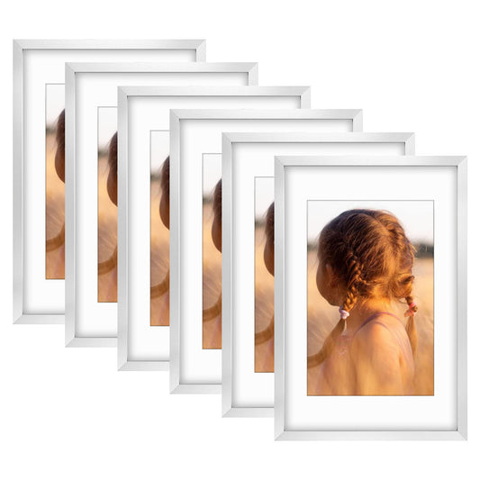 Clearance 16x24 Silver Picture Frame with White Mat for 12x18 Picture - Pack of 6