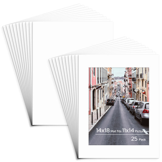 14x18 Pre-cut Mat with Whitecore fits 11x14 Picture with Backing Board