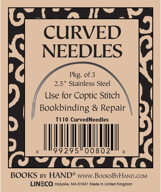 Lineco 2.5 in. Curved Sewing Needles, Pack of 3, Coptic Stitch, Bookbinding, Sewing, Leather, and Book Repair. Lineco