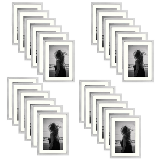 5x7 Silver Aluminum Frame for 4x6 Picture with Ivory Mat - Pack of 24