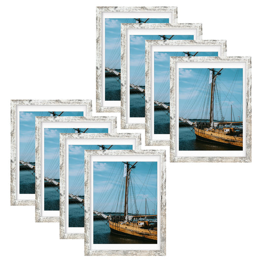 12x16 Picture Frame for 11x14 Photo with White Mat and Plexiglass-Pack of 8