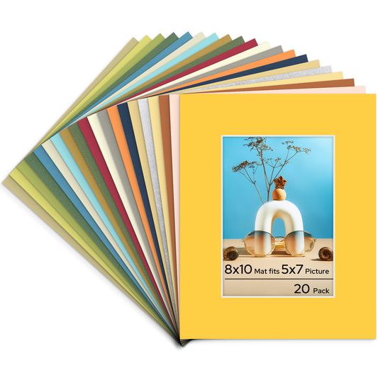 8x10 Mix Color Picture Mats with Whitecore For 5x7 Picture Bulk Pack