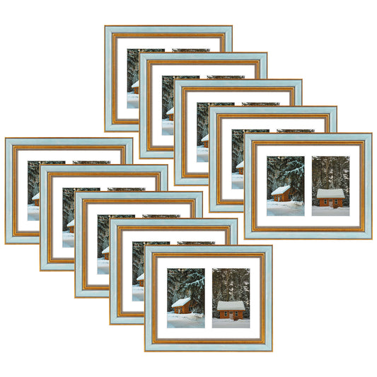 8x10 Collage Picture Frame with White Mat for Two 4x6 Photo-Pack of 10
