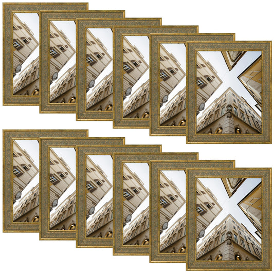 8x10 Ornate Finish Frame, Distressed Gold Polystyrene Frame - Pack of 12