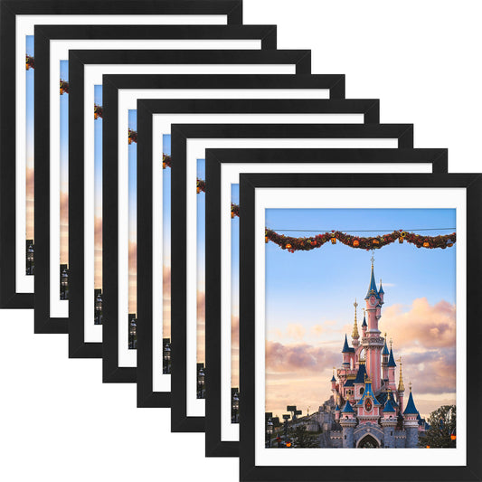 12x16 MDF Picture Frame with Mat-Pack of 8 Black Picture Frames Golden State Art
