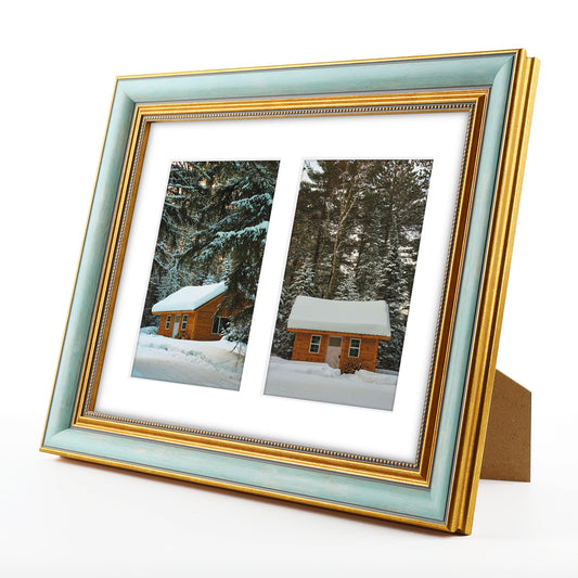 8x10 Collage Picture Frame with White Mat for Two 4x6 Photo-Pack of 10