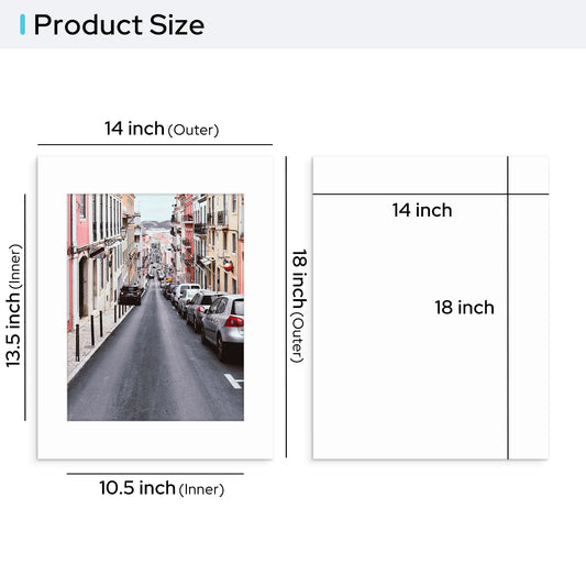 14x18 Pre-cut Mat with Whitecore fits 11x14 Picture with Backing Board