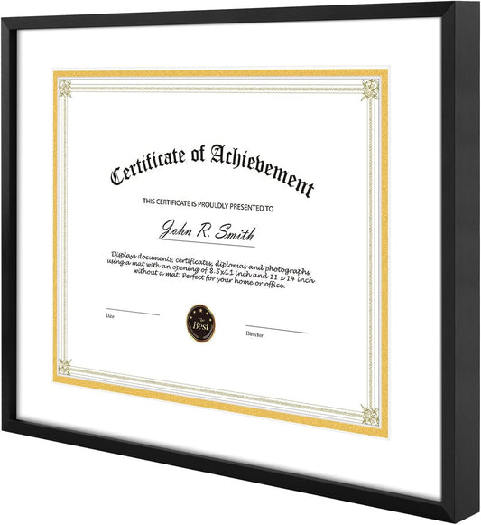 11x14 Black Diploma Aluminum Frame 1.02 Inch for 8.5x11 Picture - Pack of 6