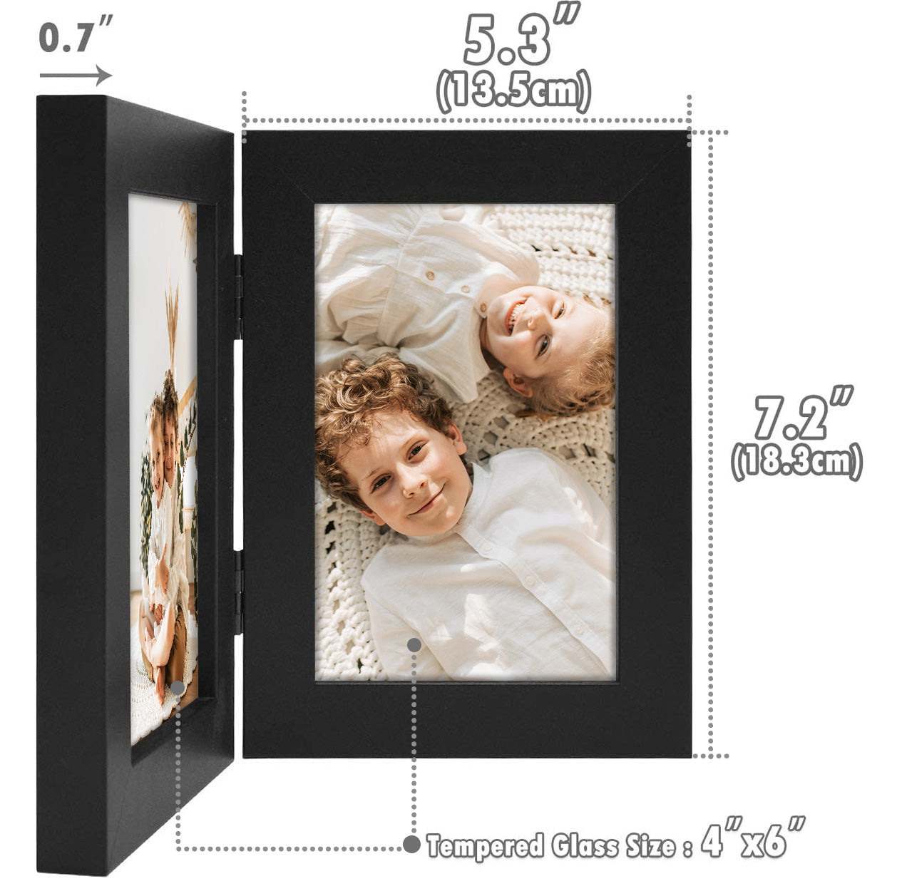 Clearance Double Picture Frame for Displays 2 Pictures 0.71 Inch - Pack of 10 Picture Frames Golden State Art