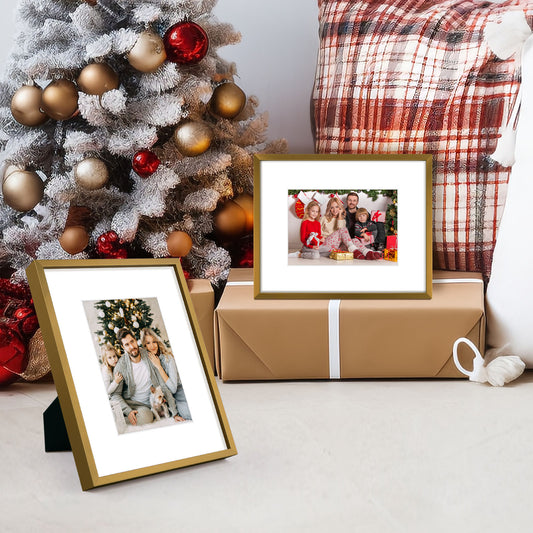 8x10 Aluminum Picture Frame for 5x7 Photo with White Mat and Real Glass(Bronze)-Pack of 12