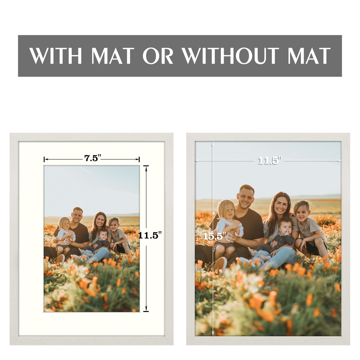 BOGO 12x16 White Frames For 8x12 Picture with Ivory Mat and Real Glass Picture Frame Golden State Art