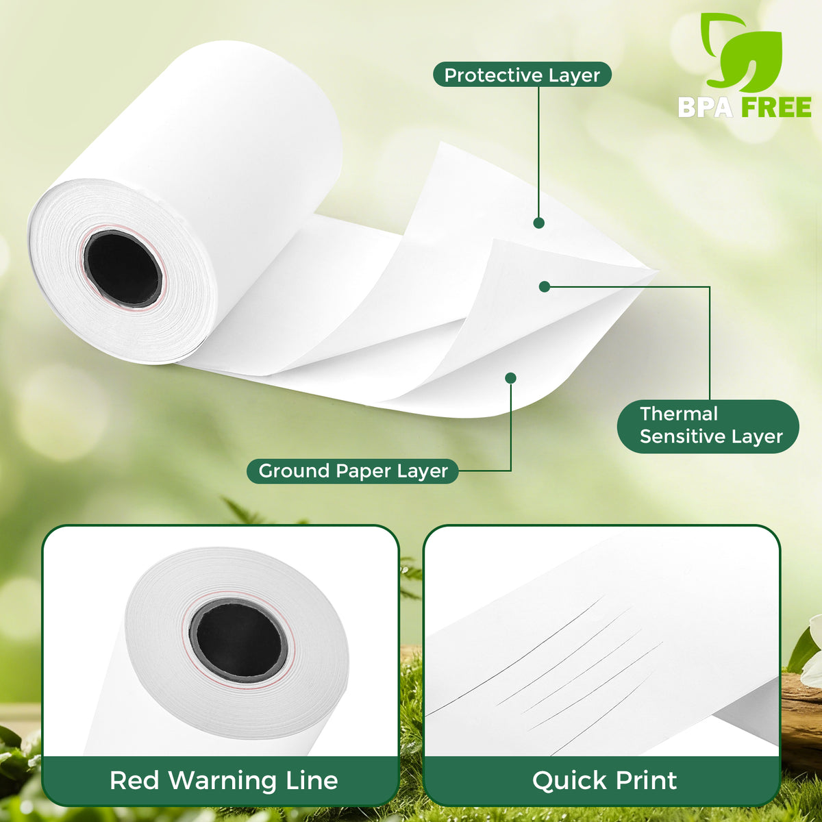 2 1/4 in. x 50 ft Thermal Paper POS Rolls(200 Rolls) Thermal paper Golden State Art