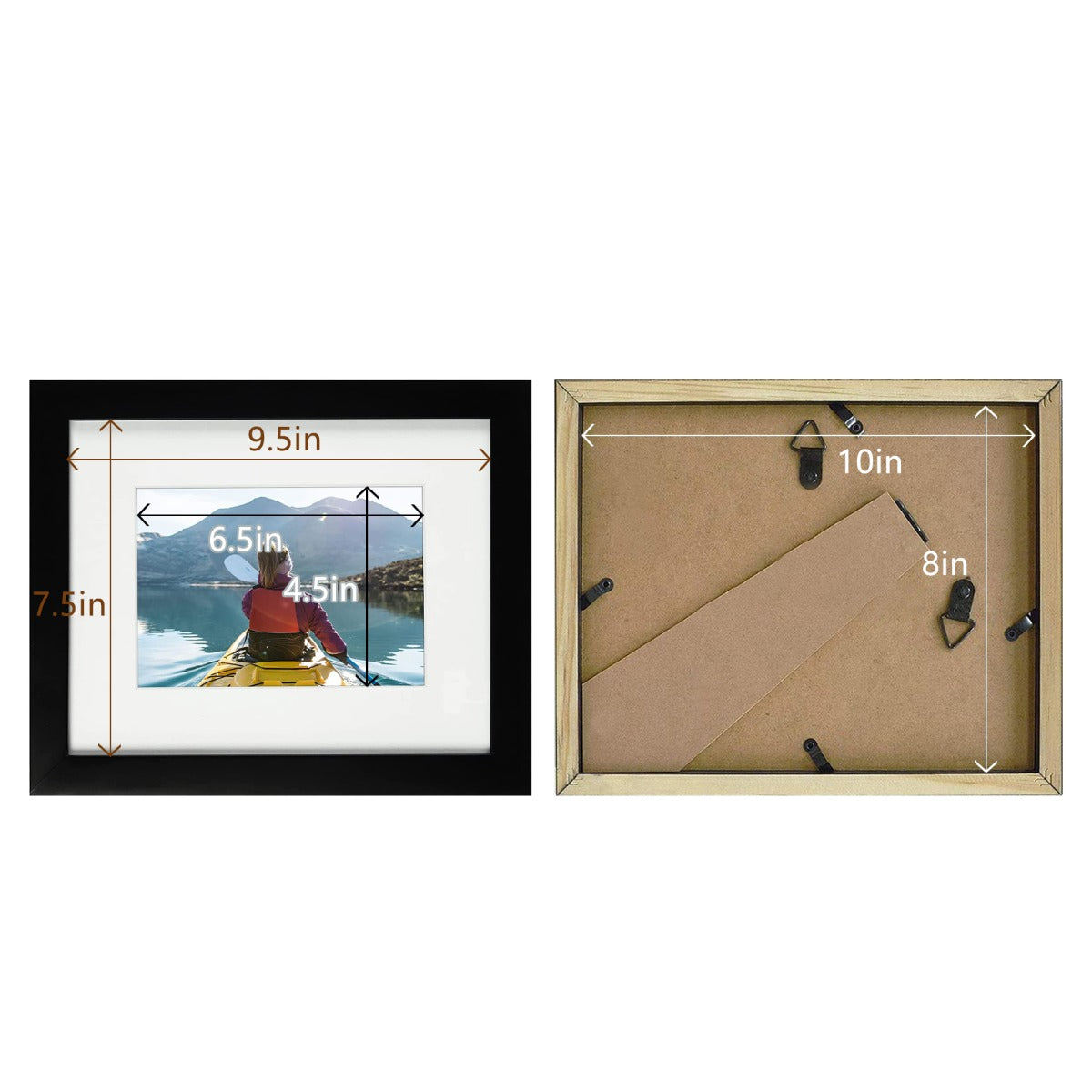 Wood Picture Frame with White Mat and Real Glass Black (10 Pack) Picture Frame Golden State Art