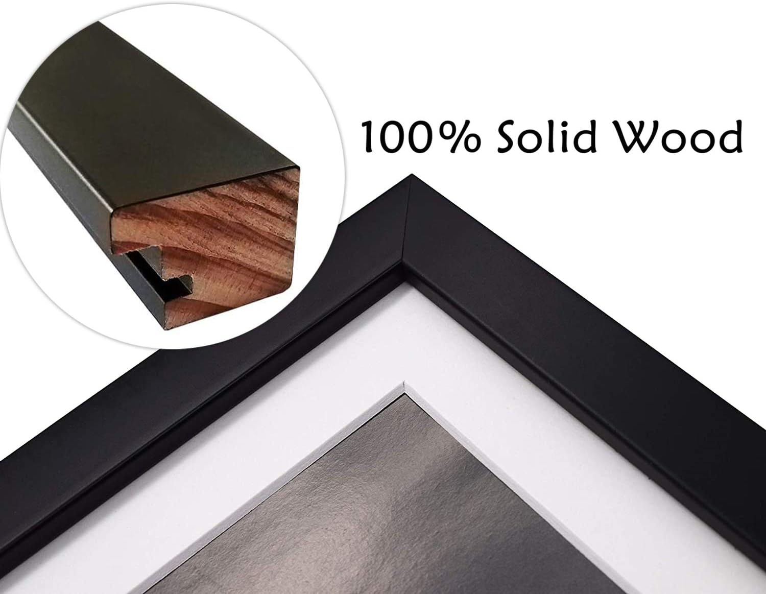 Golden State Art 13.7x15.7 Black Wood Collage Picture Frame With White Mat For Seven 4x6 Photos