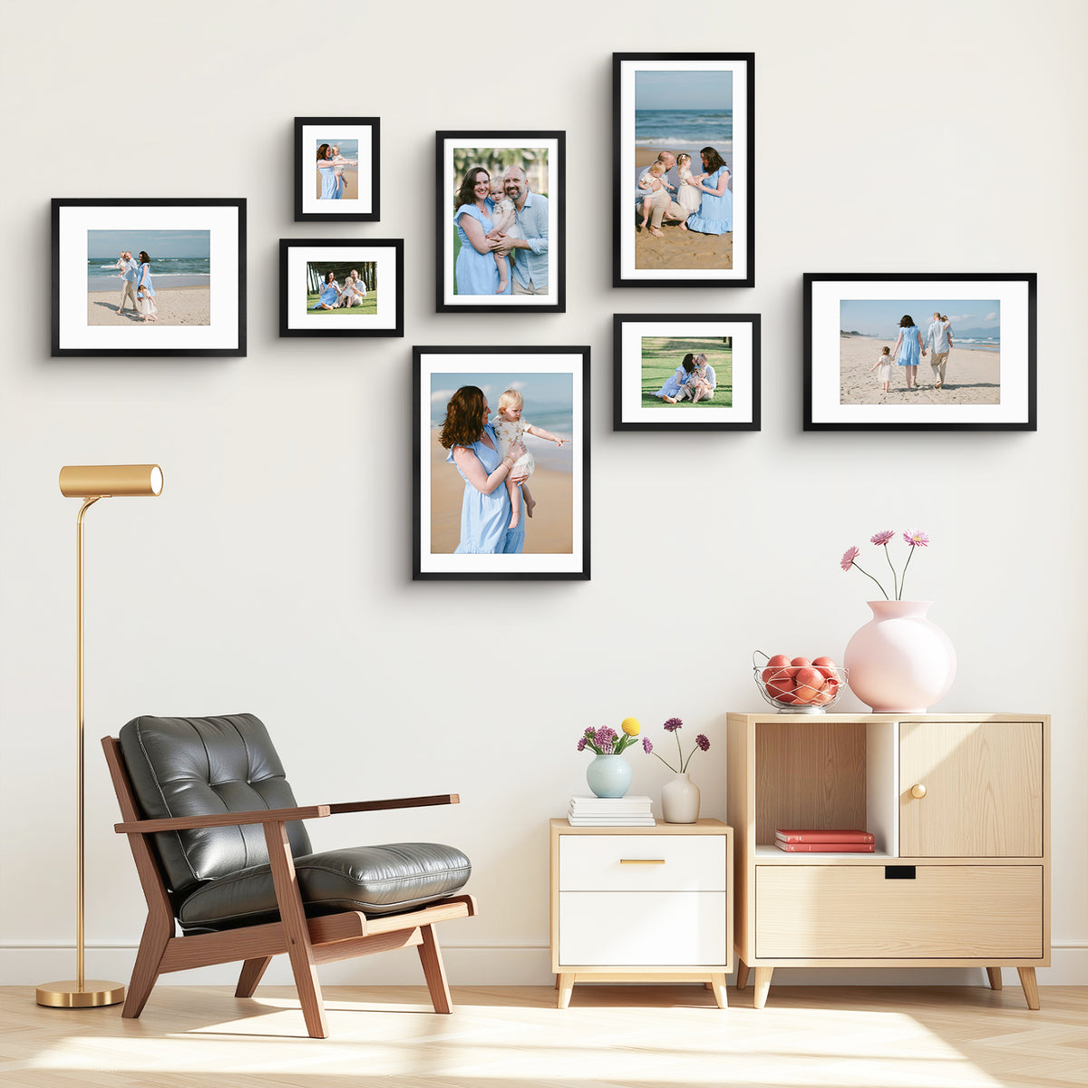 16x20 MDF Frame 0.71 Inch for 11x14 Picture with White Mat- Pack of 6 Picture Frames Golden State Art