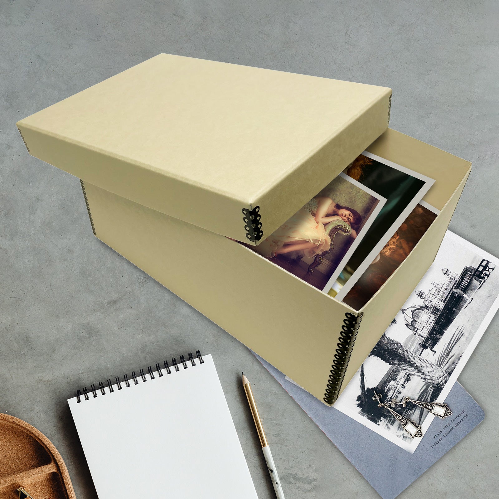 Golden State Art, Photo/ Card Storage Box with Removable Lid