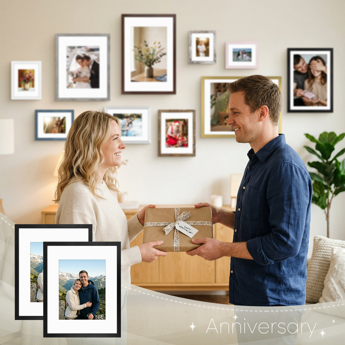 16x20 MDF Frame 0.71 Inch for 11x14 Picture with White Mat- Pack of 6 Picture Frames Golden State Art