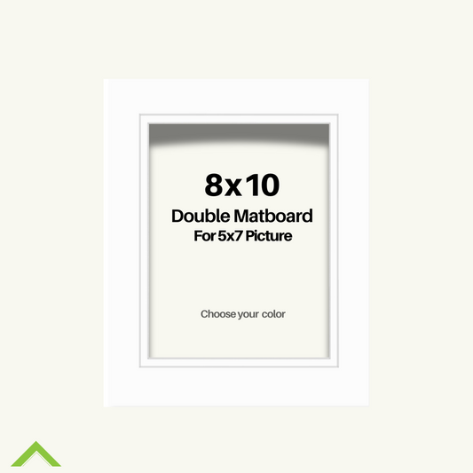 8x10 Pre-cut Double Mat with Whitecore fits 5x7 Picture Bulk Pack