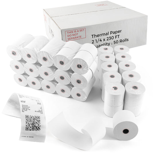 2 1/4 in. x 230 ft Thermal Paper POS Rolls(50 Rolls)