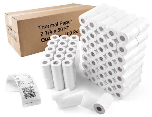 2 1/4 in. x 50 ft Thermal Paper POS Rolls(100 Rolls)